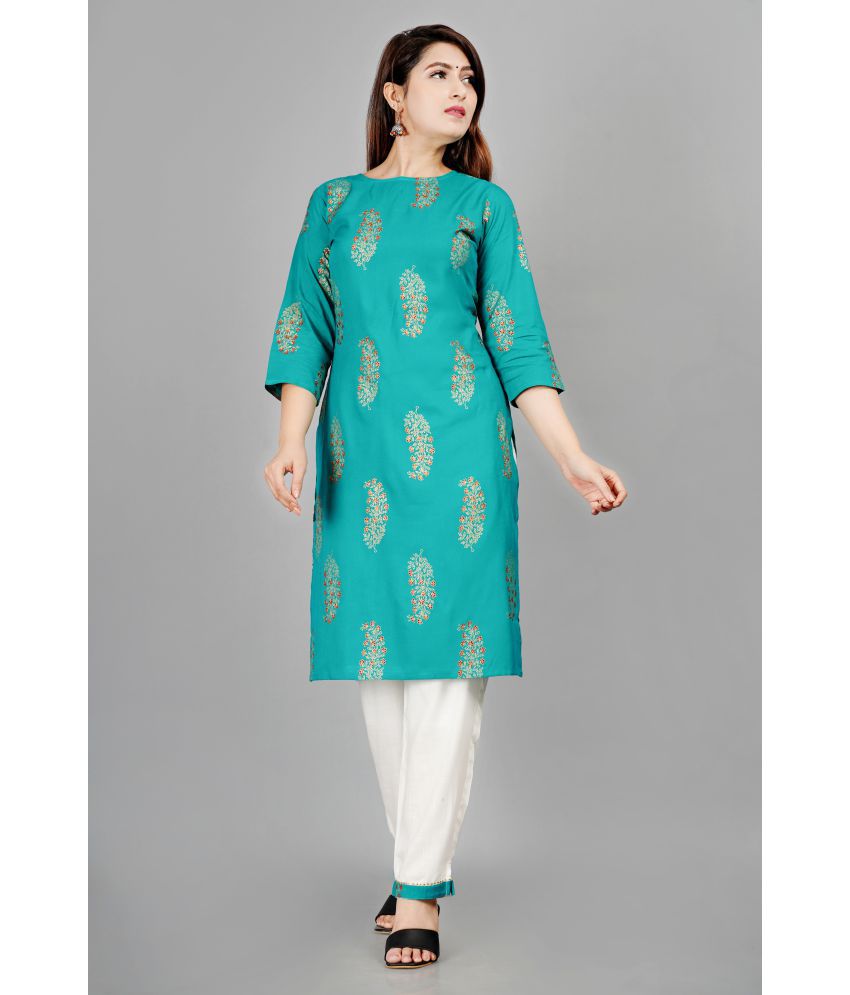     			Smien - Turquoise Straight Rayon Women's Stitched Salwar Suit ( Pack of 1 )