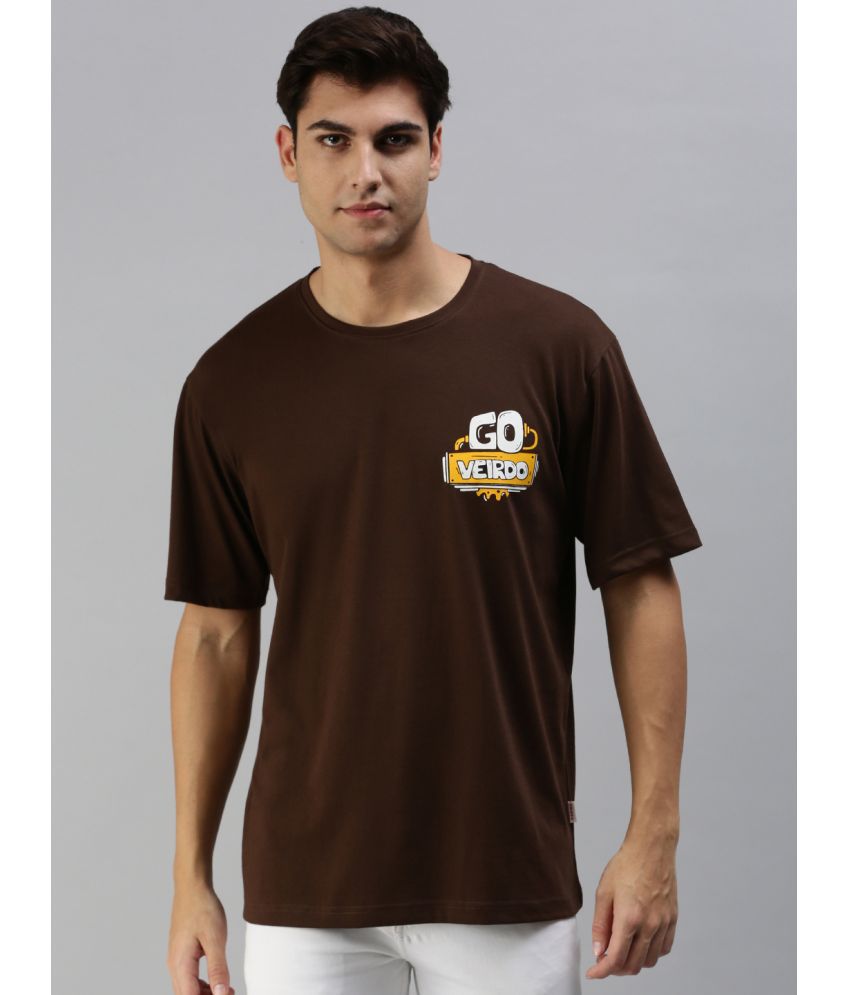    			Veirdo - Brown Cotton Oversized Fit Men's T-Shirt ( Pack of 1 )