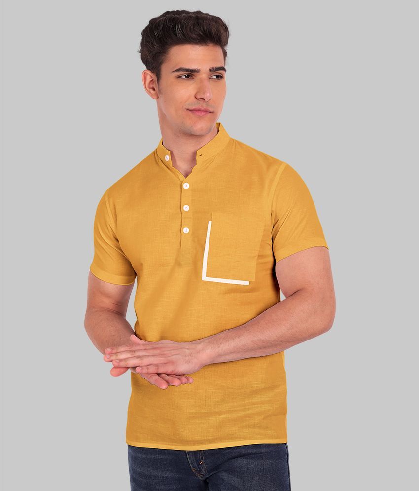     			Vida Loca - Yellow Linen Slim Fit Men's Casual Shirt ( Pack of 1 )