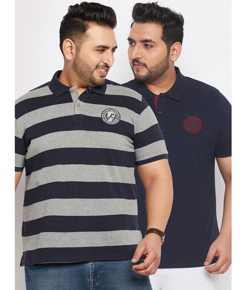     			AUSTIVO - Multicolor Cotton Blend Regular Fit Men's Polo T Shirt ( Pack of 2 )