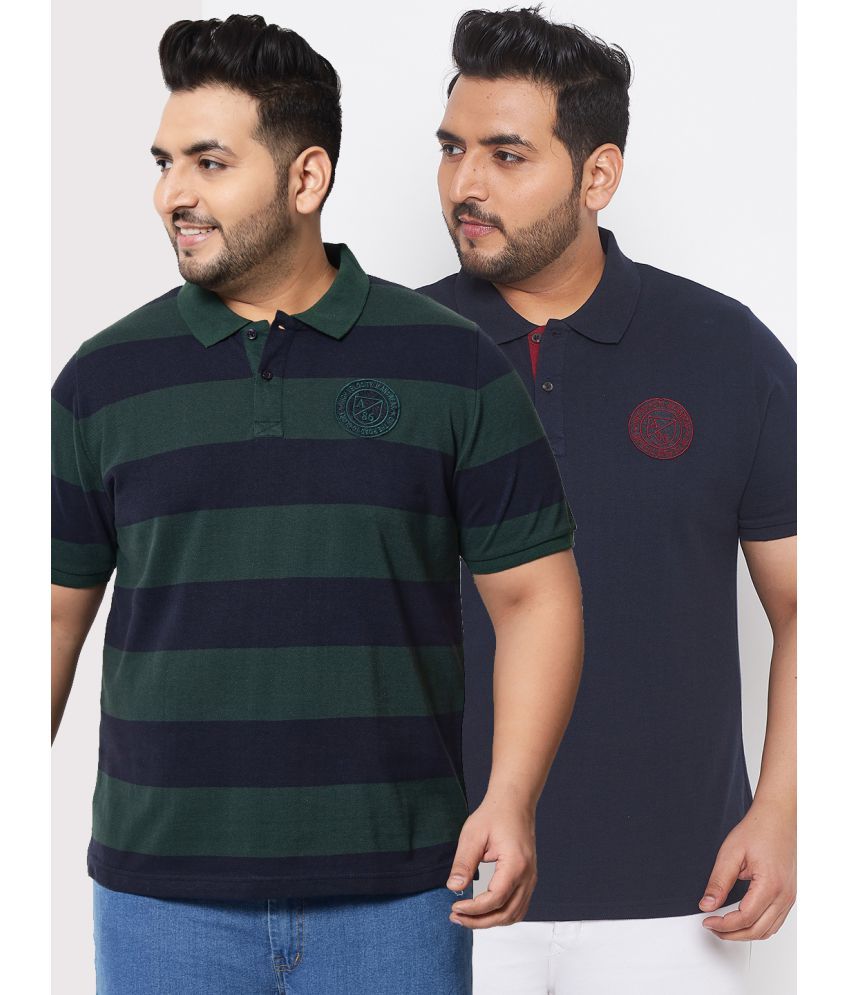     			AUSTIVO - Multicolor Cotton Blend Regular Fit Men's Polo T Shirt ( Pack of 2 )