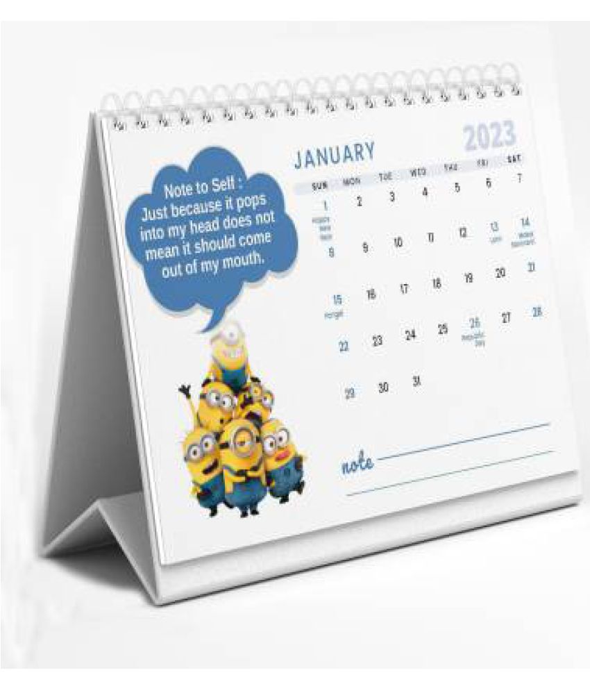 AccuPrints 2023 Minion Design Desktop Calendar and Planner (8.2 x 5.8