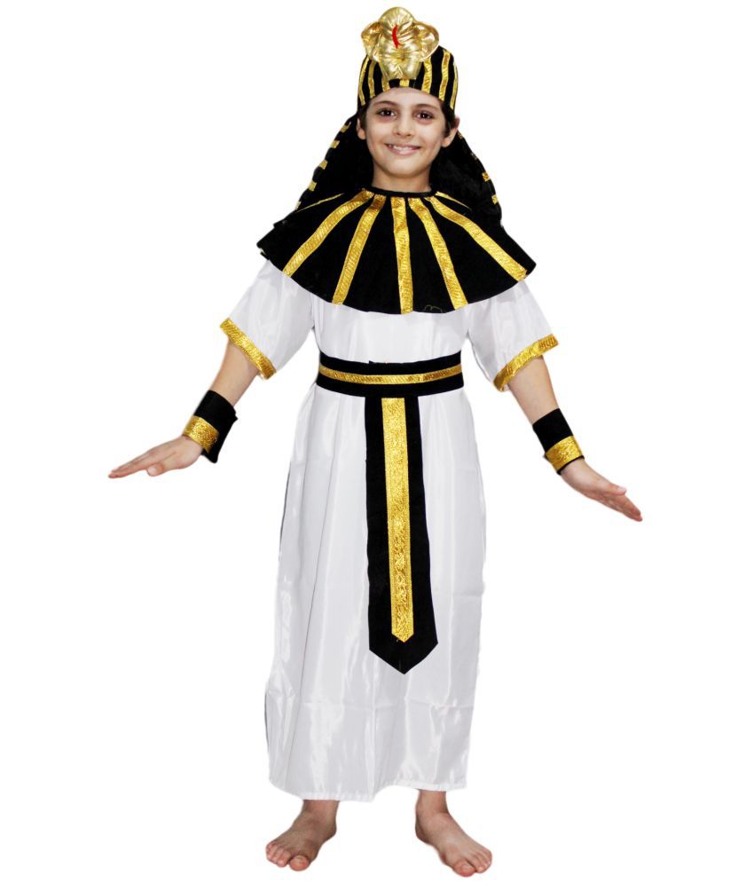     			Kaku Fancy Dresses International Ethnic Wear Egyptian God/Greek God Costume -Black, White & Gold, 3-4 Years, For Boys & Girls