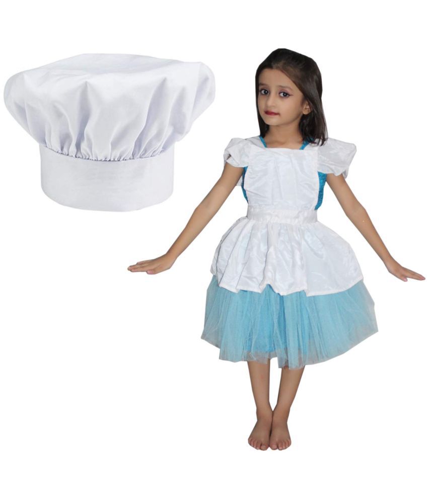     			Kaku Fancy Dresses White Apron For Chef Costume with Chef Cap for Kids Fancy Dress Costume - 3-4 Years