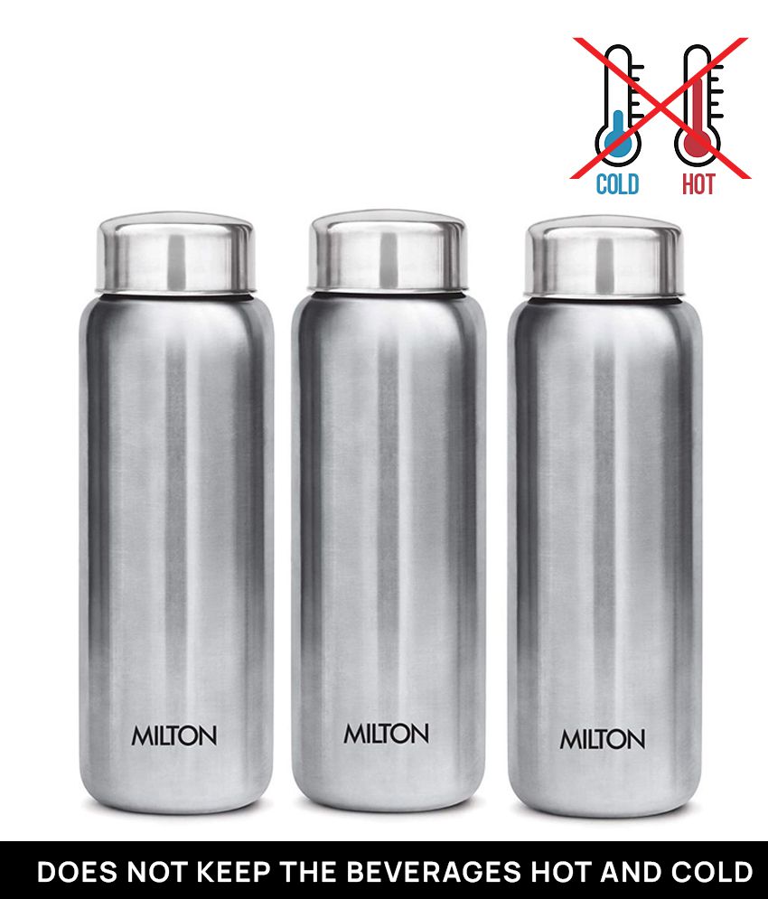     			Milton Aqua 750 Stainless Steel Water Bottle, Set of 3, 750 ml Each, Silver | 100% Leak Proof | Office Bottle | Gym Bottle | Home | Kitchen | Hiking | Treking Bottle | Travel Bottle