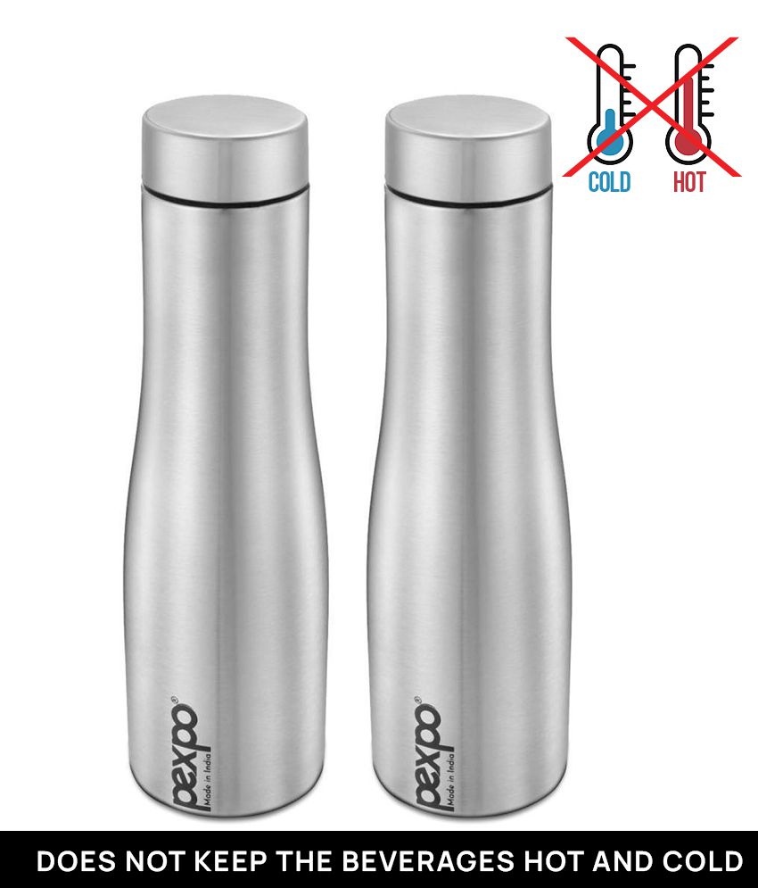     			PEXPO 1000 ml Stainless Steel Fridge Water Bottle (Set of 2, Silver, Monaco)