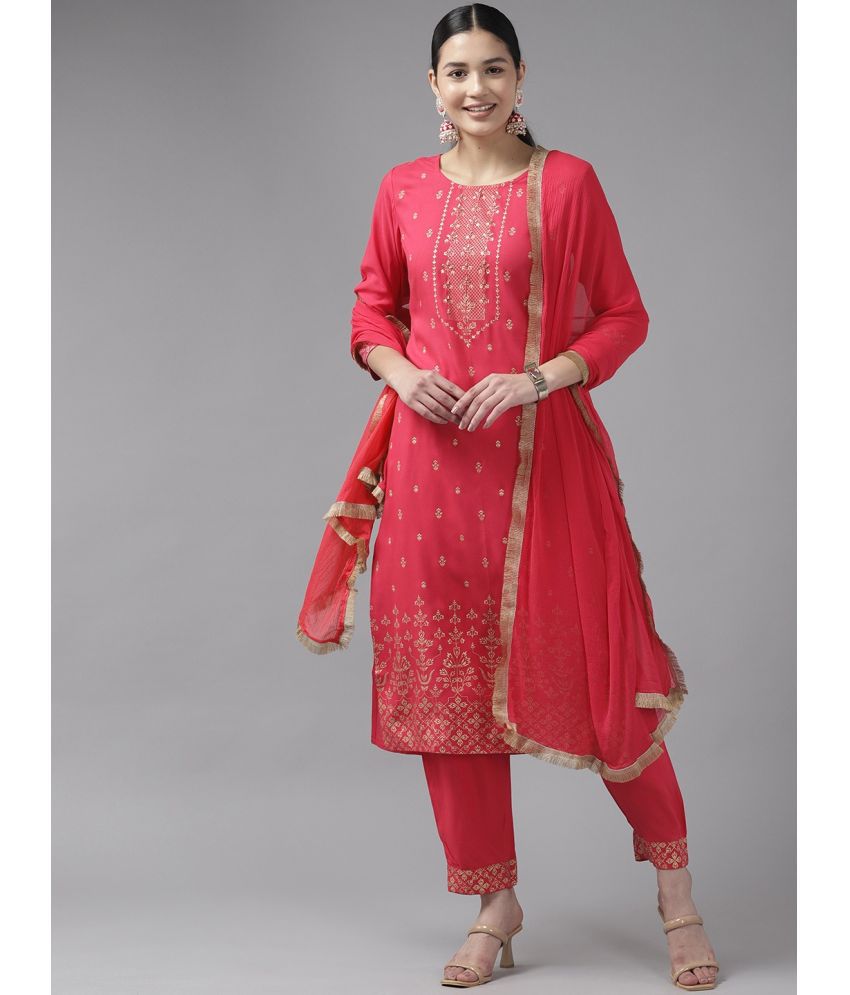     			Yufta - Pink Straight Rayon Women's Stitched Salwar Suit ( Pack of 1 )