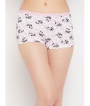 Clovia Cotton Printed Women's Boy Shorts ( White )