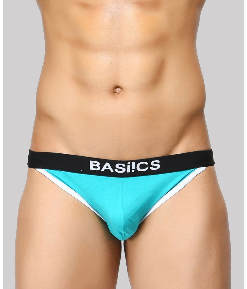    			BASIICS By La Intimo - Turquoise BCSBR02 Spandex Men's Bikini ( Pack of 1 )