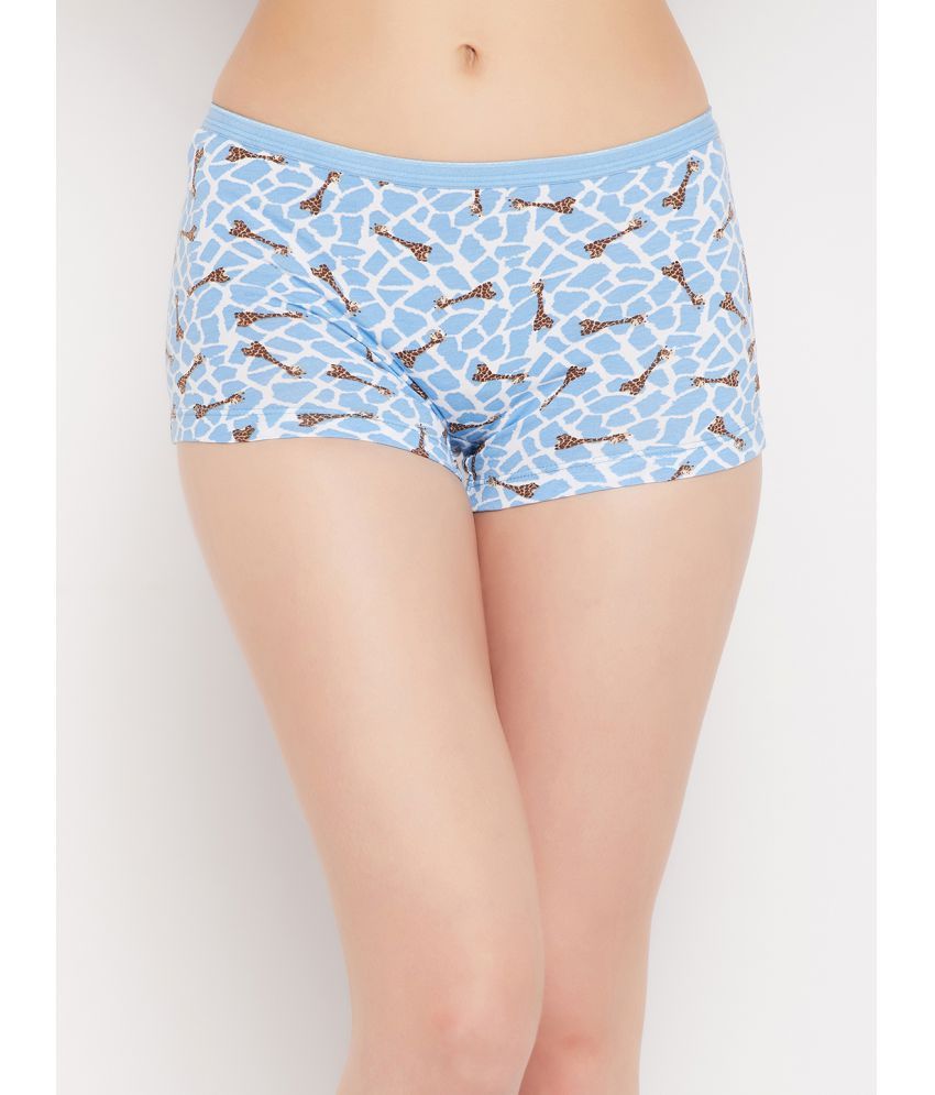     			Clovia - Blue Cotton Printed Women's Boy Shorts ( Pack of 1 )