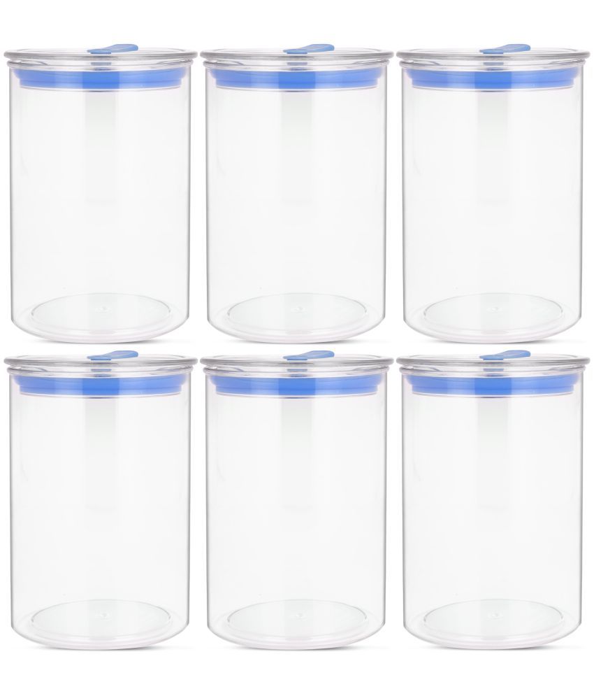     			HomePro - Round Container | Airtight | Silicone Cap | Blue | Plastic Utility Container ( Set of 6 ) - 900 ml