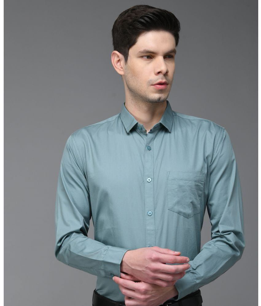     			KIBIT - Green Cotton Slim Fit Men's Formal Shirt ( Pack of 1 )