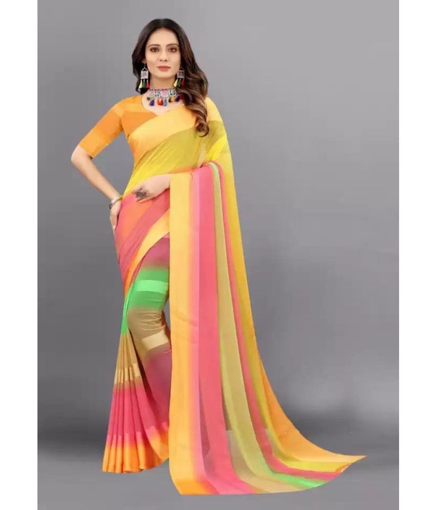     			Sanwariya Silks - Orange Georgette Saree With Blouse Piece ( Pack of 1 )