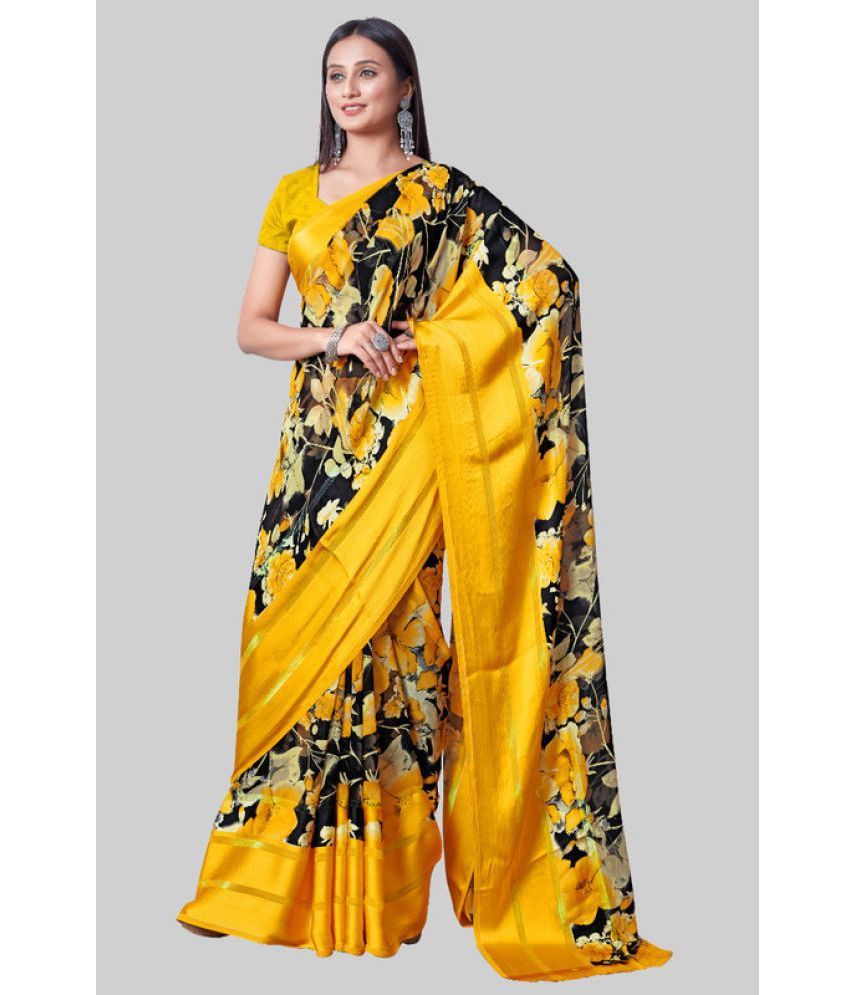     			Sanwariya Silks - Yellow Georgette Saree With Blouse Piece ( Pack of 1 )