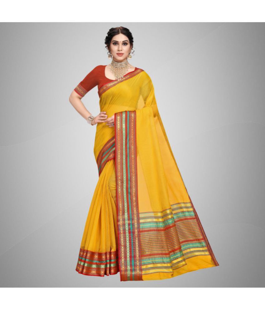     			StyleDeal - Yellow Cotton Silk Saree With Blouse Piece ( Pack of 1 )