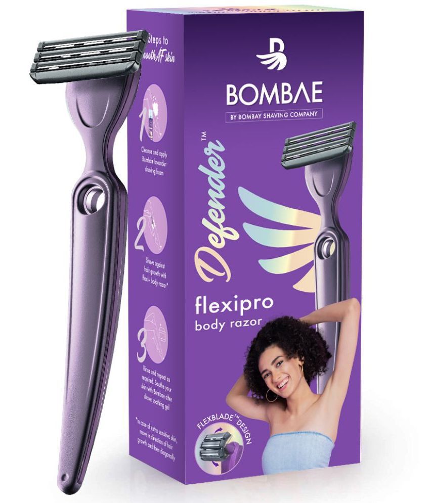 Bombae Defender Flexipro Body Razor For Women|One-stroke smooth shave for women|Includes 1 women razor, 1 blade, & 1 holder