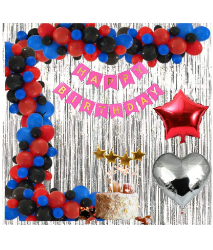     			Jolly Party   Blue ,Red& Black theme Happy Birthday Combo