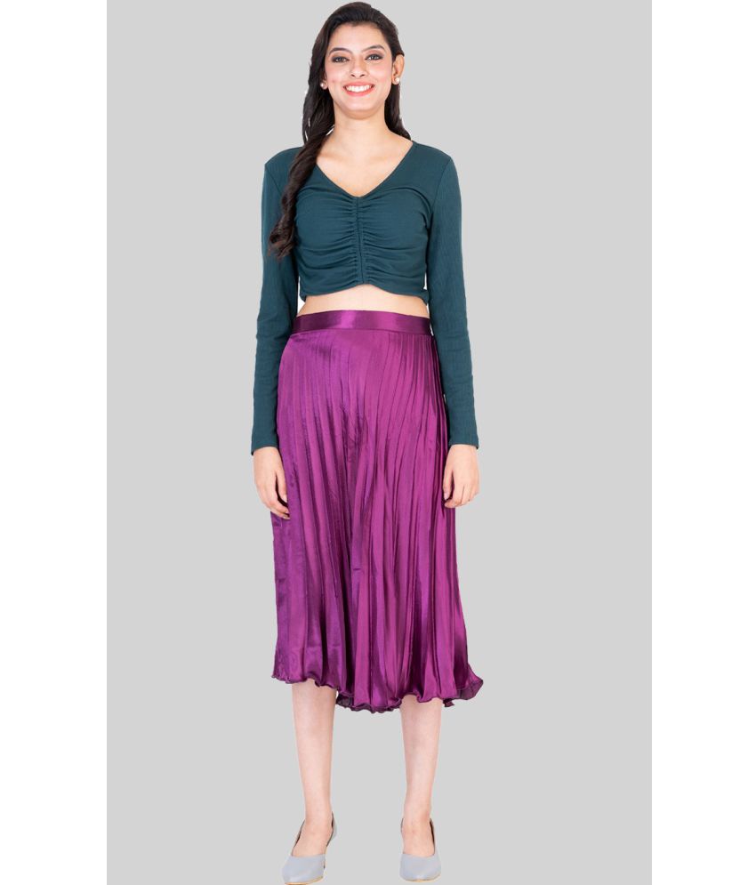 powermerc - Purple Satin Women's Flared Skirt ( Pack of 1 )