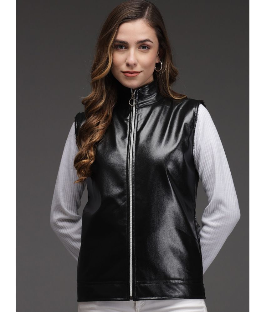 DARZI - Faux Leather Black Jackets Pack of 1
