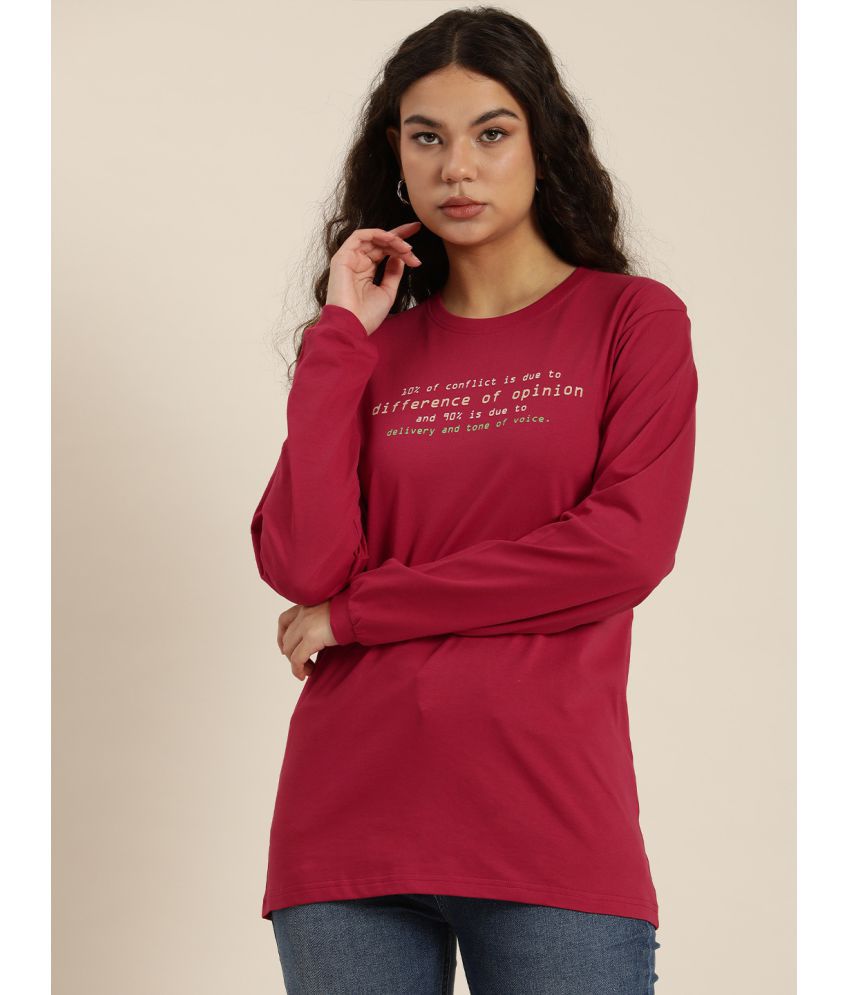     			Difference of Opinion - Red Cotton Loose Fit Women's T-Shirt ( Pack of 1 )