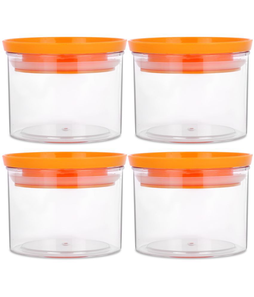     			HomePro - Round Container | Airtight | Silicone Cap | Orange | Plastic Utility Container | Set of 4 - 500 ml