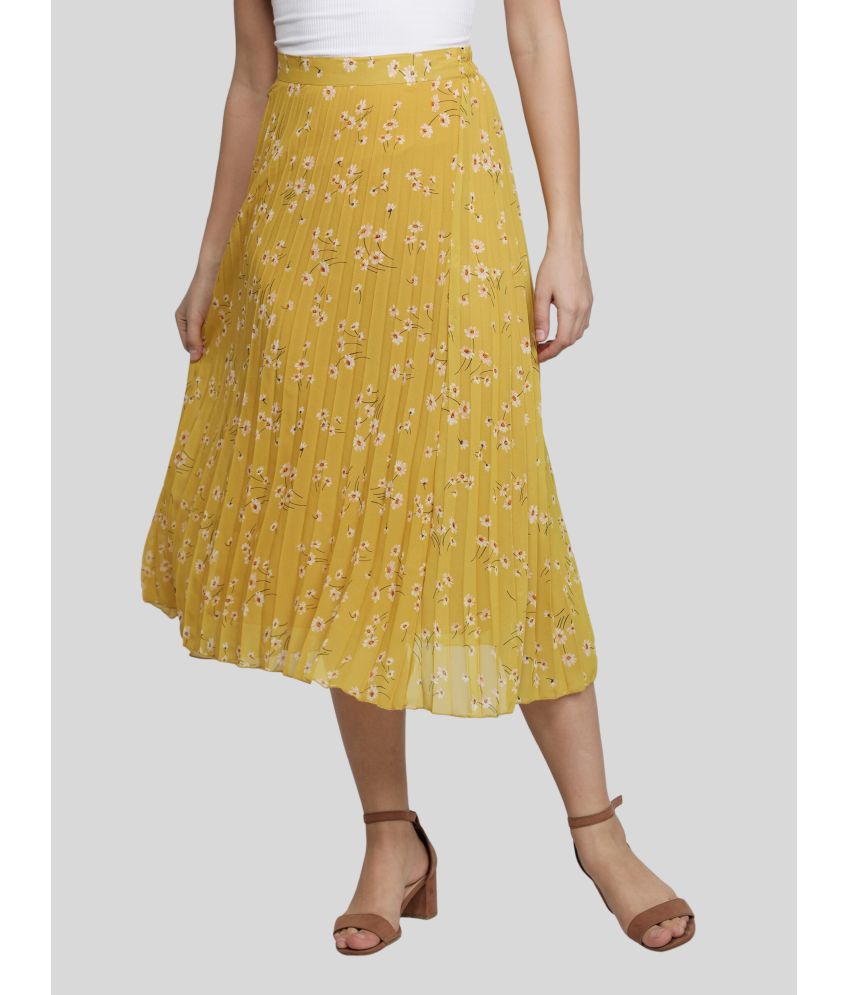     			NUEVOSDAMAS - Yellow Georgette Women's A-Line Skirt ( Pack of 1 )