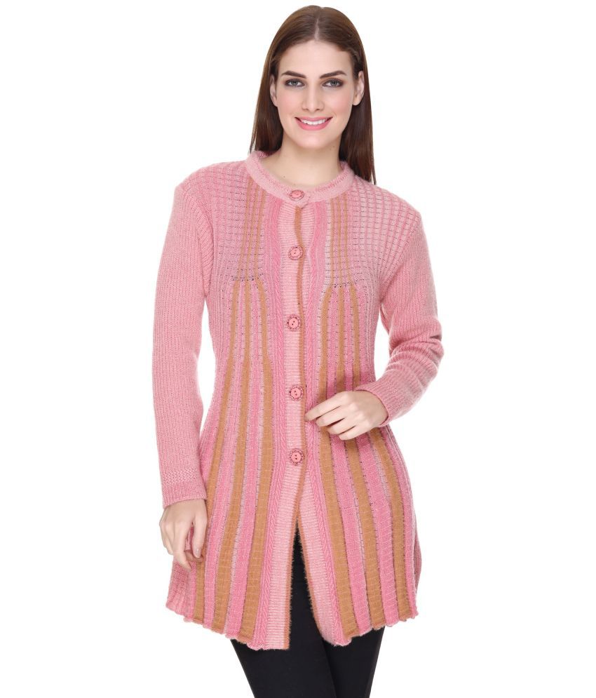     			Nitsline Acrylic Pink Cardigans Dress -