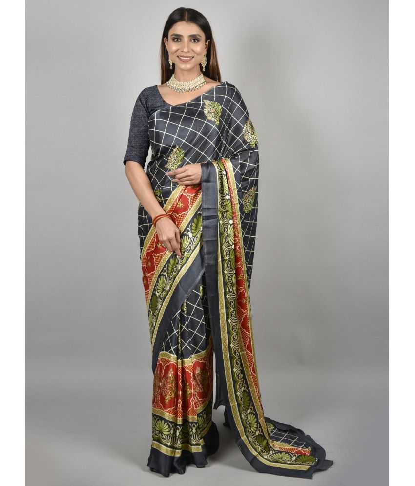    			Parmeshwar Prints - Black Silk Blend Saree With Blouse Piece ( Pack of 1 )