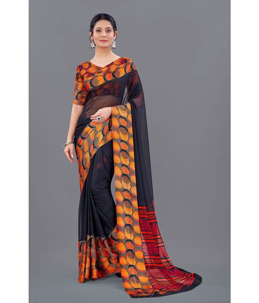     			Sanwariya Silks - Black Georgette Saree With Blouse Piece ( Pack of 1 )