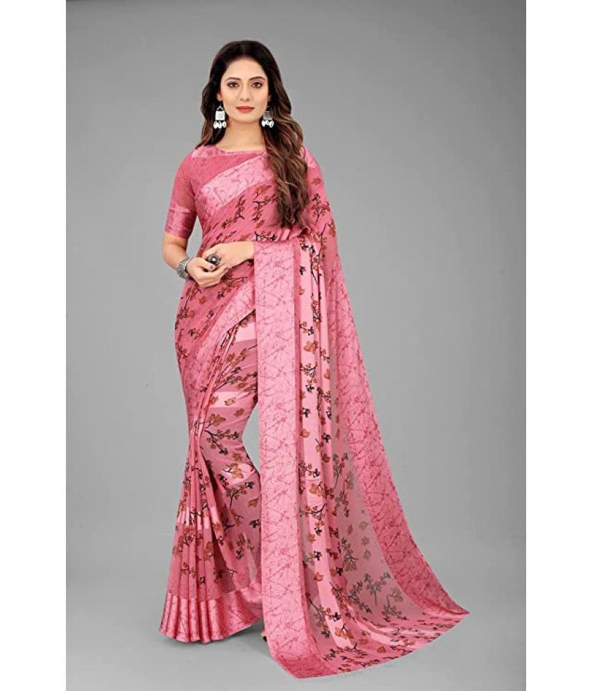     			Sanwariya Silks - Pink Georgette Saree With Blouse Piece ( Pack of 1 )