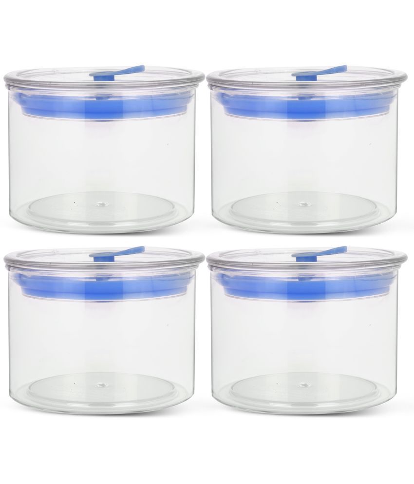     			HomePro - Round Container | Airtight | Silicone Cap | Blue | Plastic Utility Container | Set of 4 - 500 ml