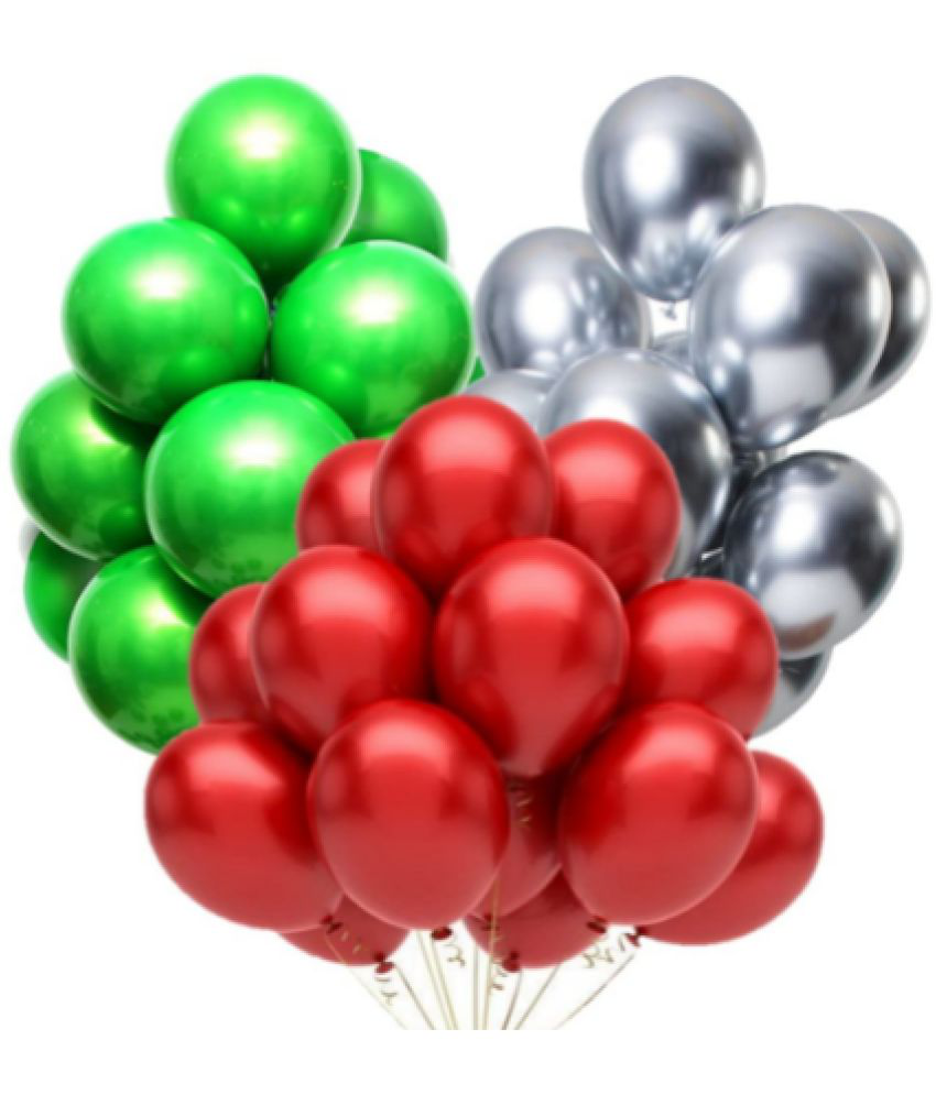     			Jolly Party   Combo of Red,Silver,Green Color Metallic Balloon pack of 51 pcs