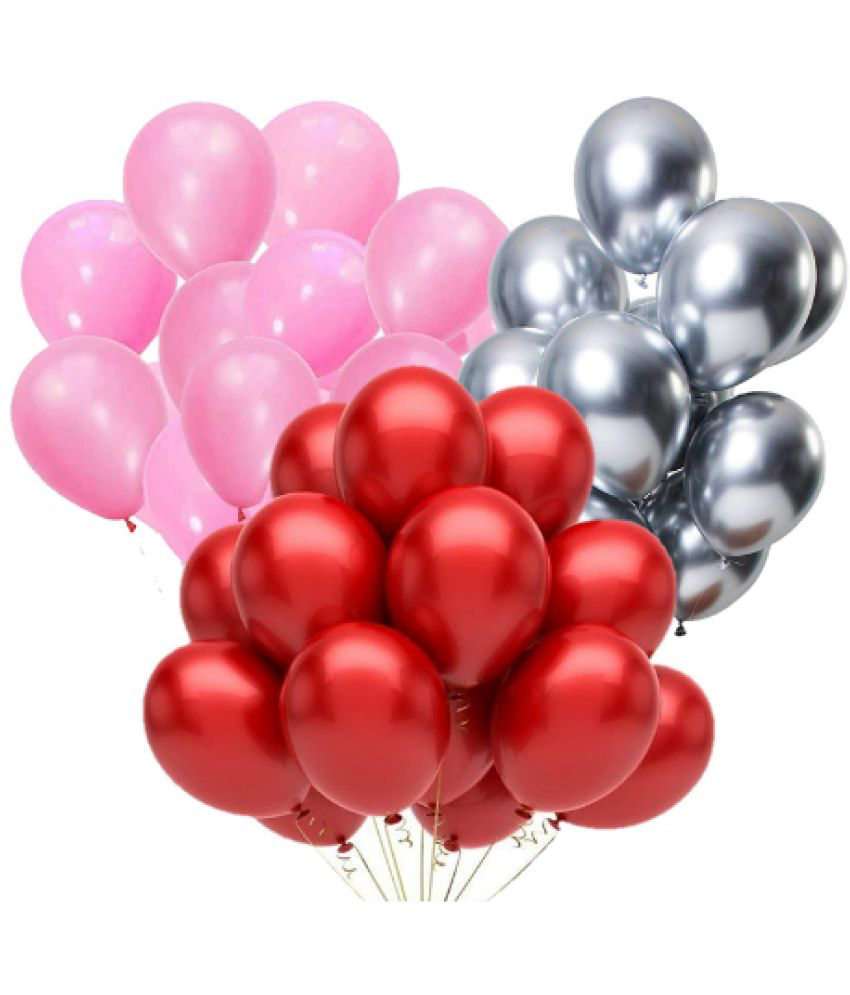     			Jolly Party   Combo of Red,Silver,Pink Color Metallic Balloon pack of 51 pcs