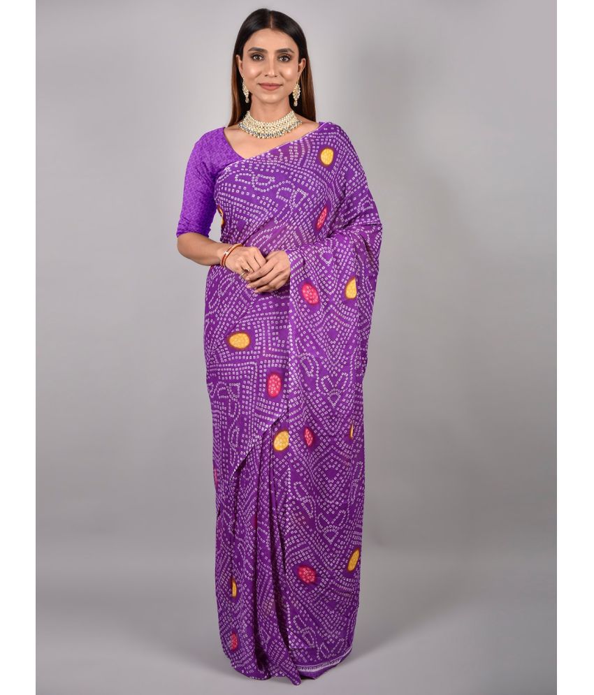     			Parmeshwar Prints - Purple Georgette Saree With Blouse Piece ( Pack of 1 )