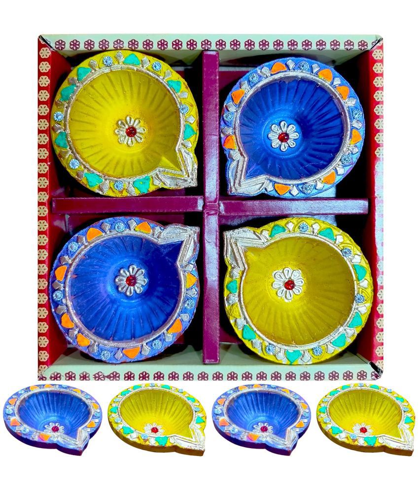    			Party Propz Clay Diya Diwali Decoration Items For Home - 4Pcs Diya For Home Decoration Set/ Dipawali Decoration Items For Home/ Diwali Gift Items, Terracotta Diya, Mitti Diya For Puja/ Clay Diya
