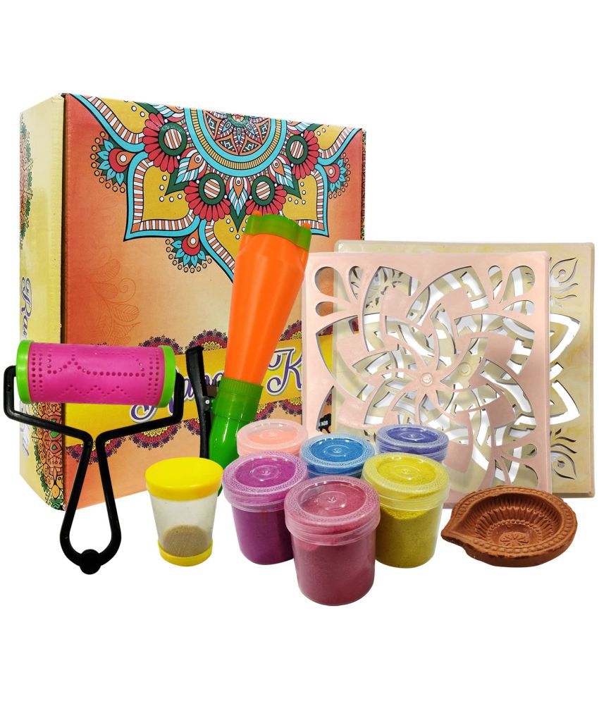     			Rangoli Making Tools Kit For Diwali Decoration Items For Home- 12Pcs Rangoli Colours Set With All Rangoli Powder, Colour Kit, Rangoli Kit/ Festive Decoration Items For Home, Pooja Items, Diwali Decor