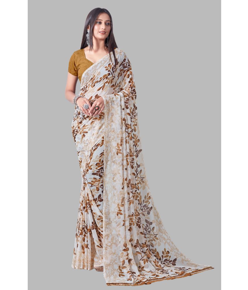     			Sitnjali Lifestyle - Brown Georgette Saree With Blouse Piece ( Pack of 1 )