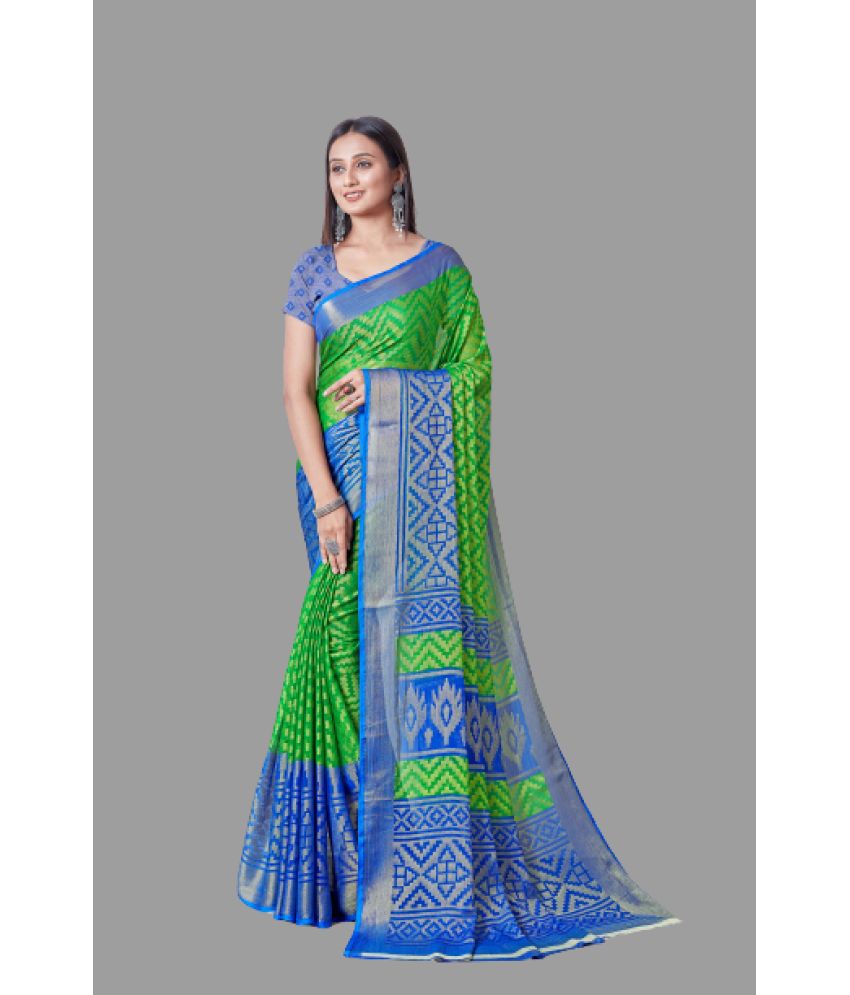     			Sitnjali Lifestyle - Green Brasso Saree With Blouse Piece ( Pack of 1 )