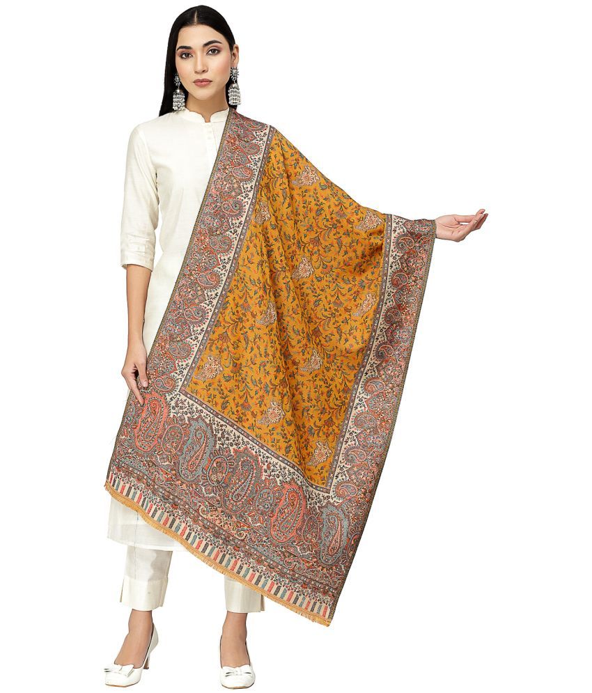     			Anekaant Yellow Self Design Shawl - ( Pack of 1 )