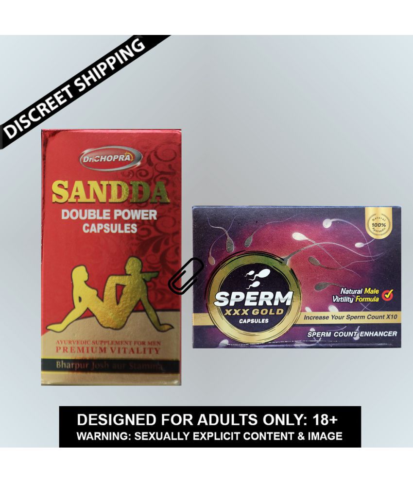     			Combo Sandda Double Power 60 Capsule  Ayurvedic Supplement For Men & Dr Chopra Sperm XXX Gold capsules