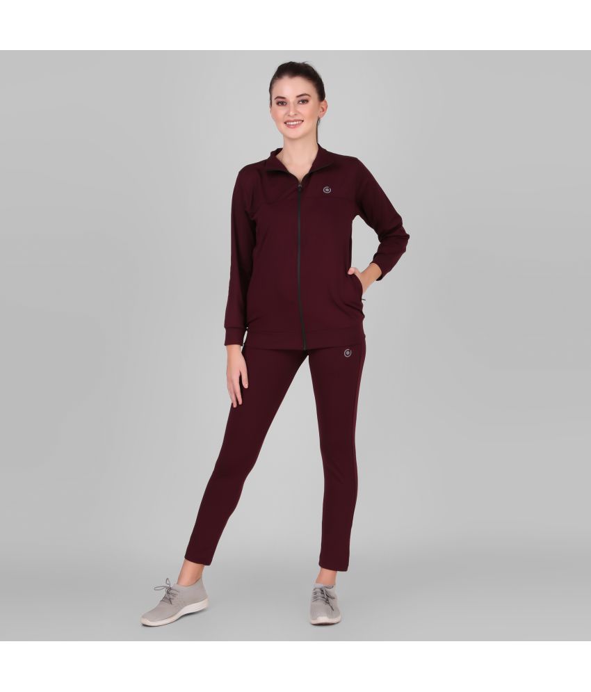     			Diaz Maroon Polyester Solid Tracksuit - Pack of 1