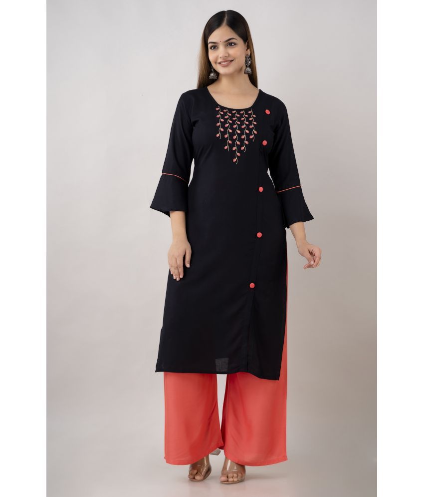     			Kapadia - Black Rayon Women's Straight Kurti ( Pack of 1 )