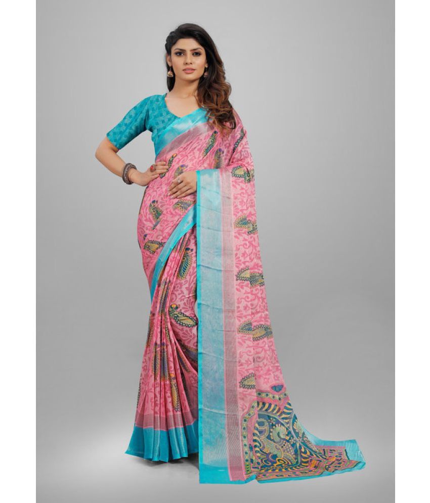     			Sitnjali Lifestyle - Pink Brasso Saree With Blouse Piece ( Pack of 1 )