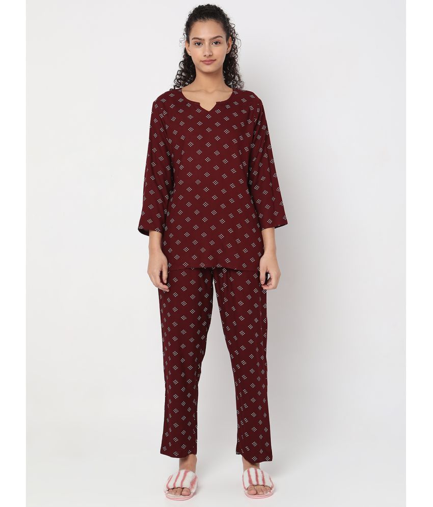     			Smarty Pants - Maroon Cotton Women's Nightwear Nightsuit Sets ( Pack of 1 )