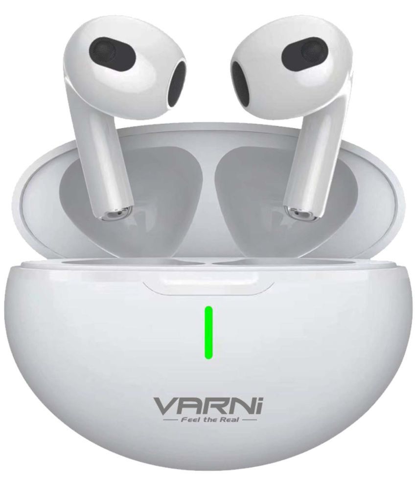 Varni Airgo 6 On Ear True Wireless (TWS) 25 Hours Playback IPX5(Splash & Sweat Proof) Active Noise cancellation -Bluetooth V 5.0 White