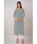 Kapadia - Grey Rayon Women's Straight Kurti ( Pack of 1 )