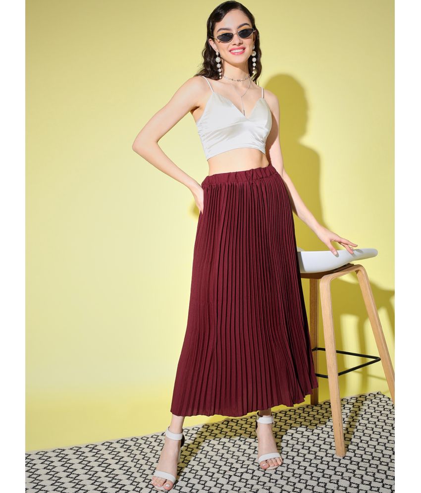     			BuyNewTrend - Wine Crepe Women's A-Line Skirt ( Pack of 1 )