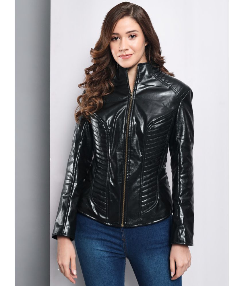 DARZI - Faux Leather Black Jackets
