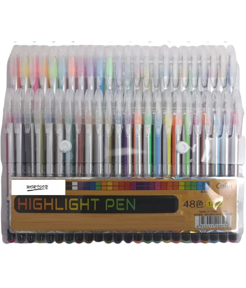     			Medium Point Highlighter Color Gel Pen, Set of 48 Pcs Multicolor