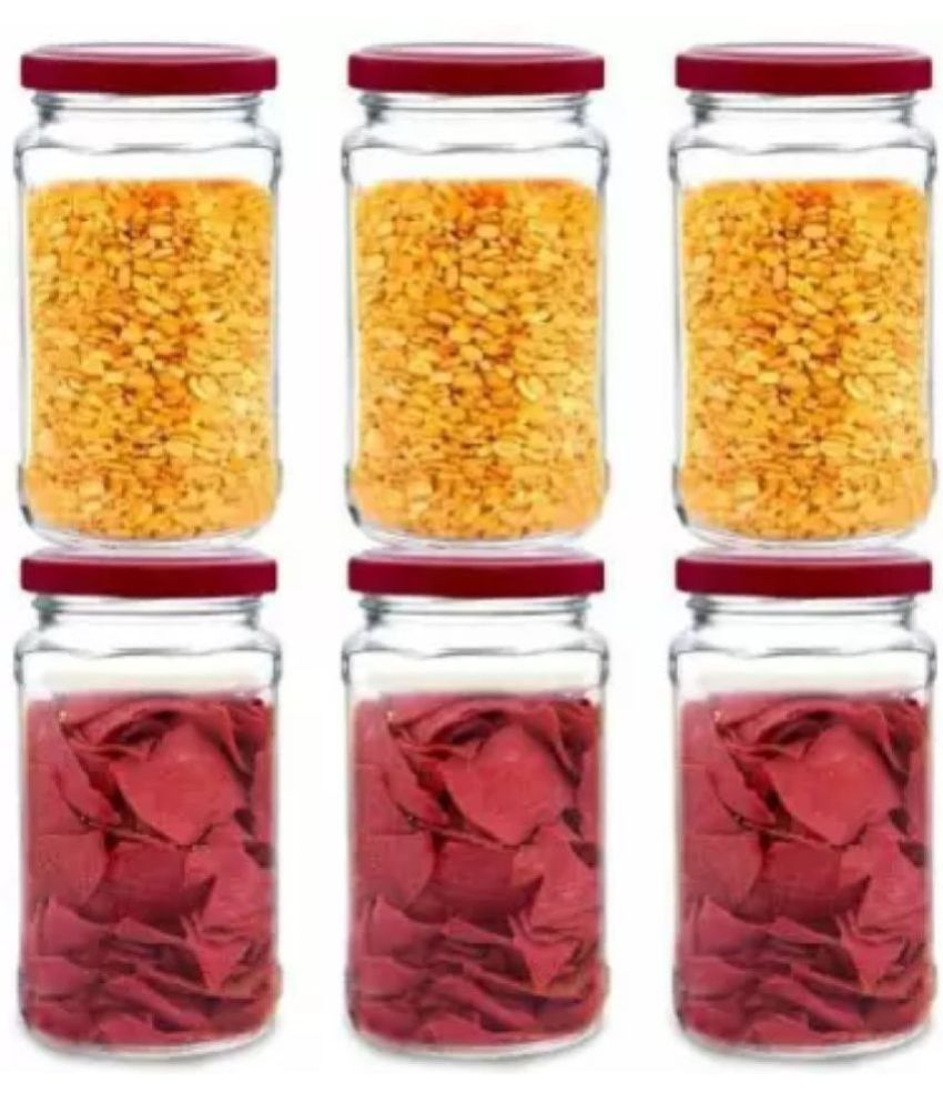     			skwaion - Red Glass Dal Container ( Set of 6 ) - 400 ml
